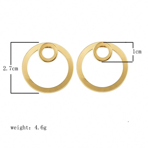 Gold Circle Studs w/Larger Circle Earring Jackets - Picture 8 of 8